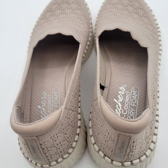 Skechers Air Cooled Memory Foam Comfort Shoe Beige Taupe Flat Slip On Womens 7.5 - Picture 9 of 11
